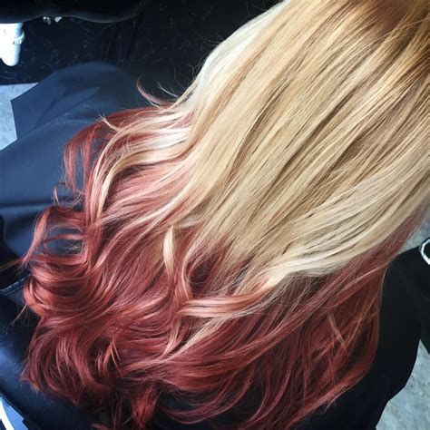 reverse ombre hair blonde to red